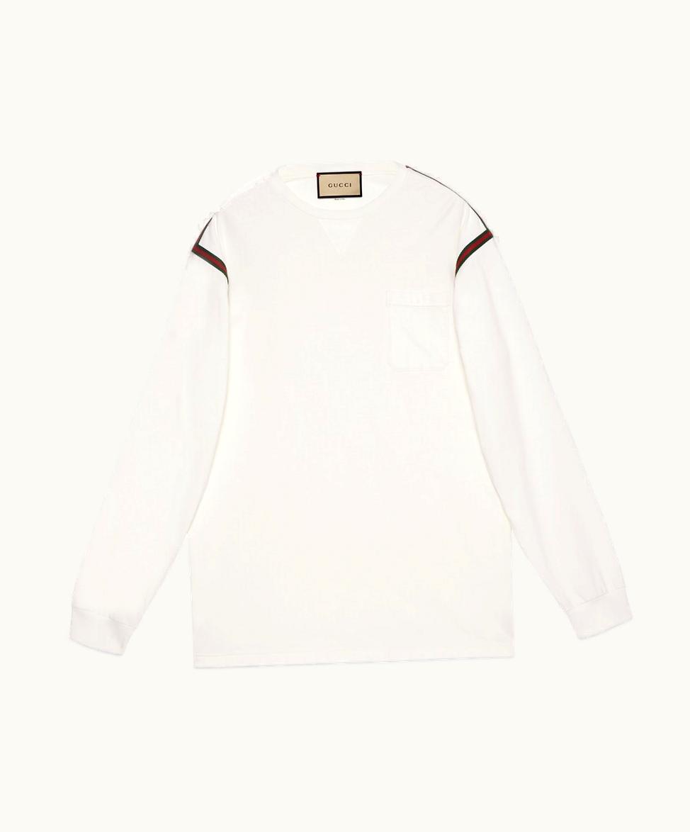 Gucci Gucci Cotton Jersey T-shirt With Web Off White