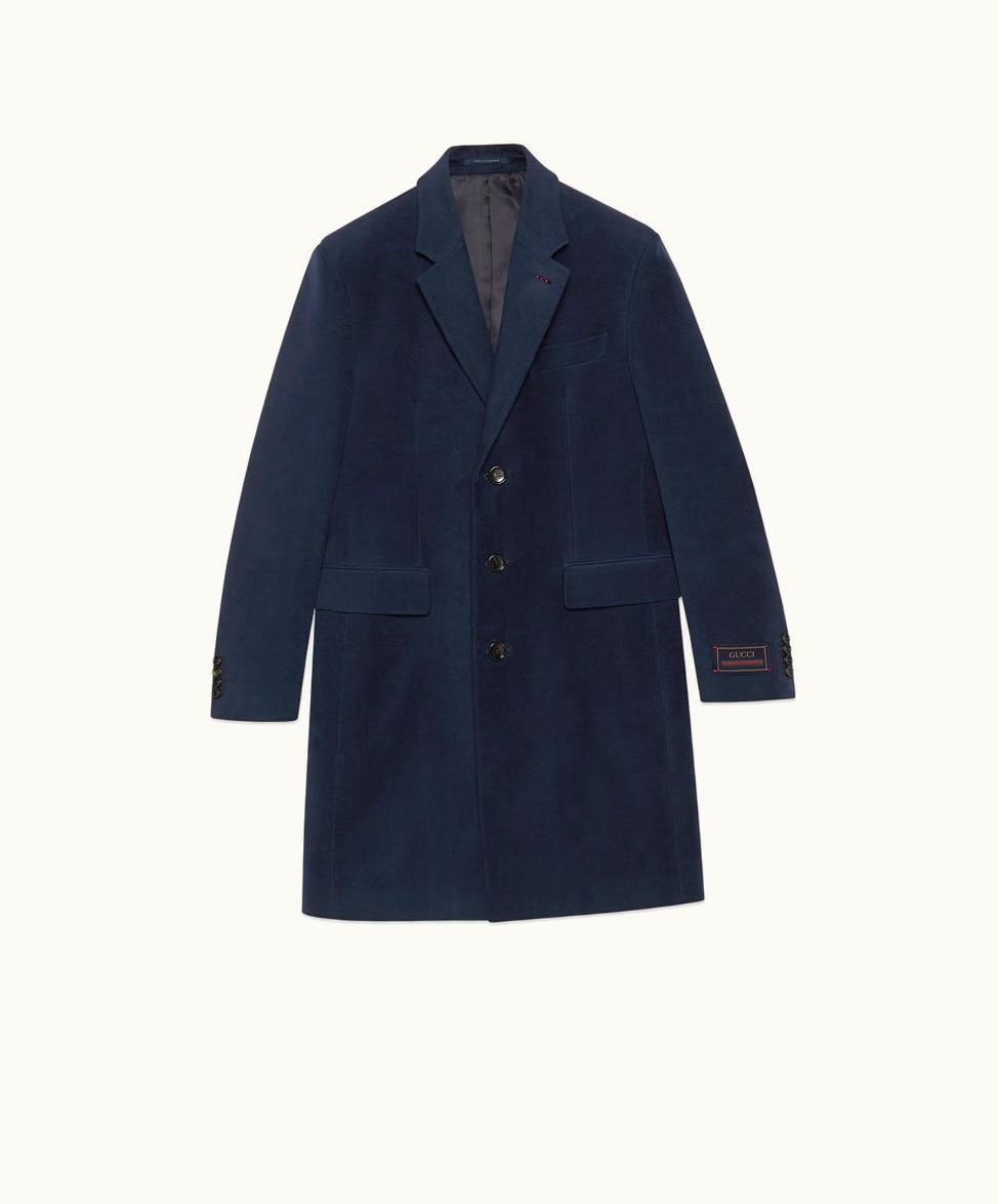 Gucci Smooth Coat With Gucci Web Label Dark Blue