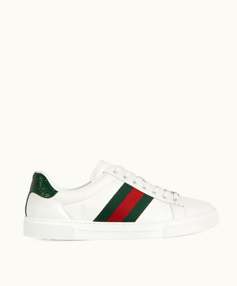 Gucci Gucci Men's Ace Trainer With Web White Leather