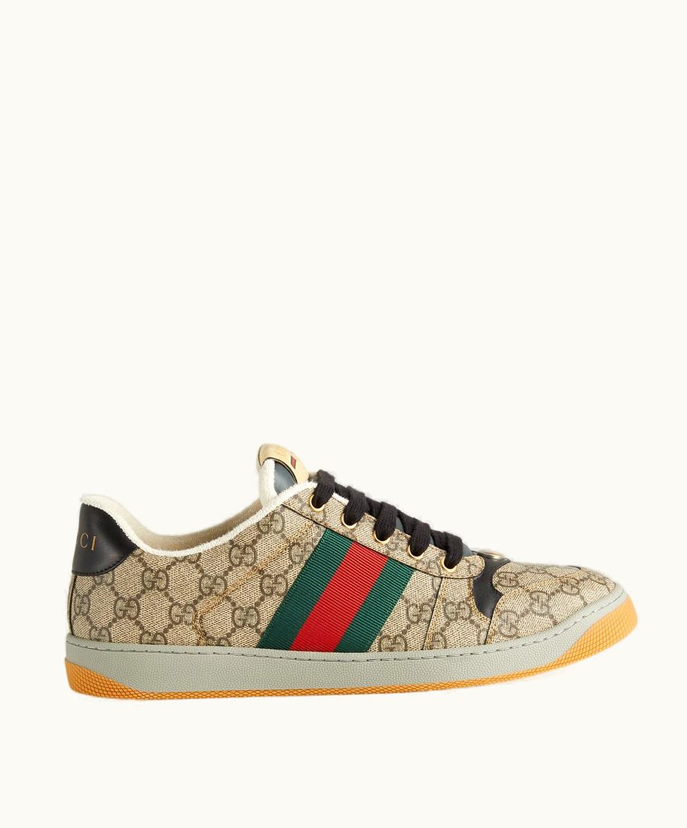 Gucci Gucci Men's Screener Trainer Beige And Ebony GG Supreme