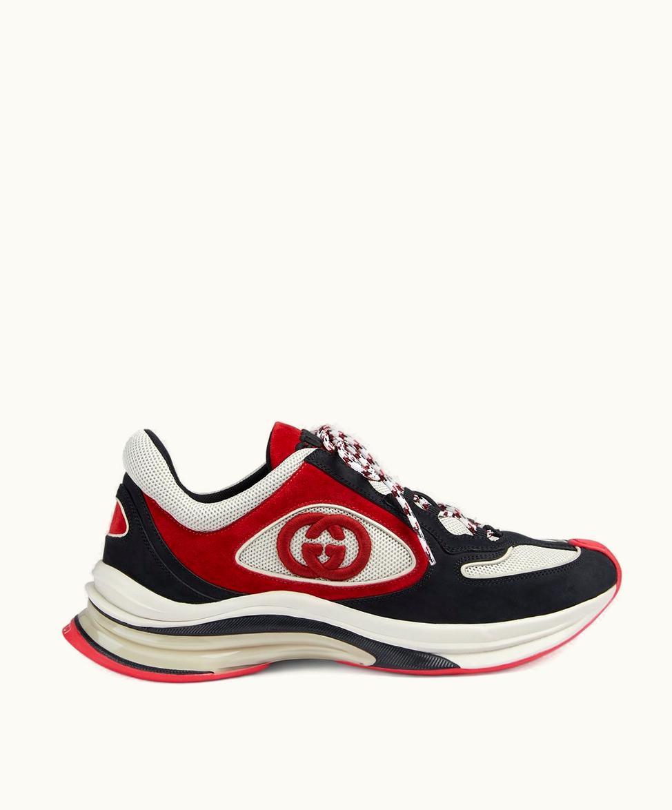 Gucci Men's Gucci Run Trainer Black, White, Red Suede