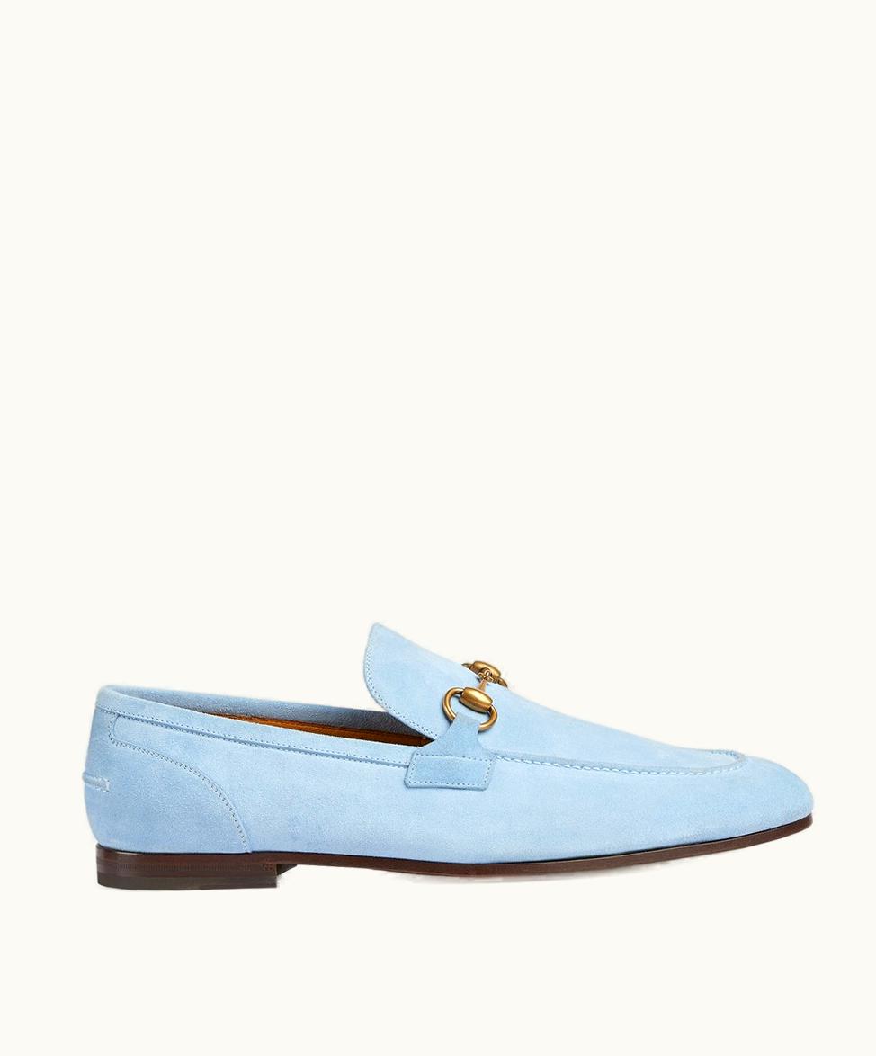 Gucci Men's Gucci Jordaan Loafer Light Blue Suede