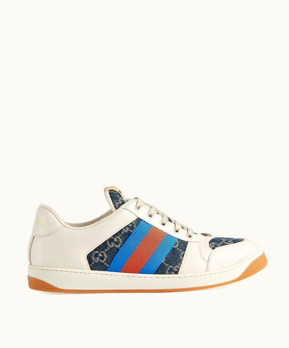 Gucci Gucci Men's GG Screener Trainer Blue And Ivory Denim