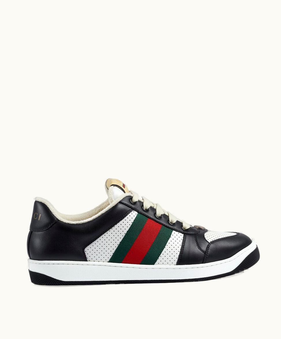 Gucci Gucci Men's Screener Trainer Black And White Leather