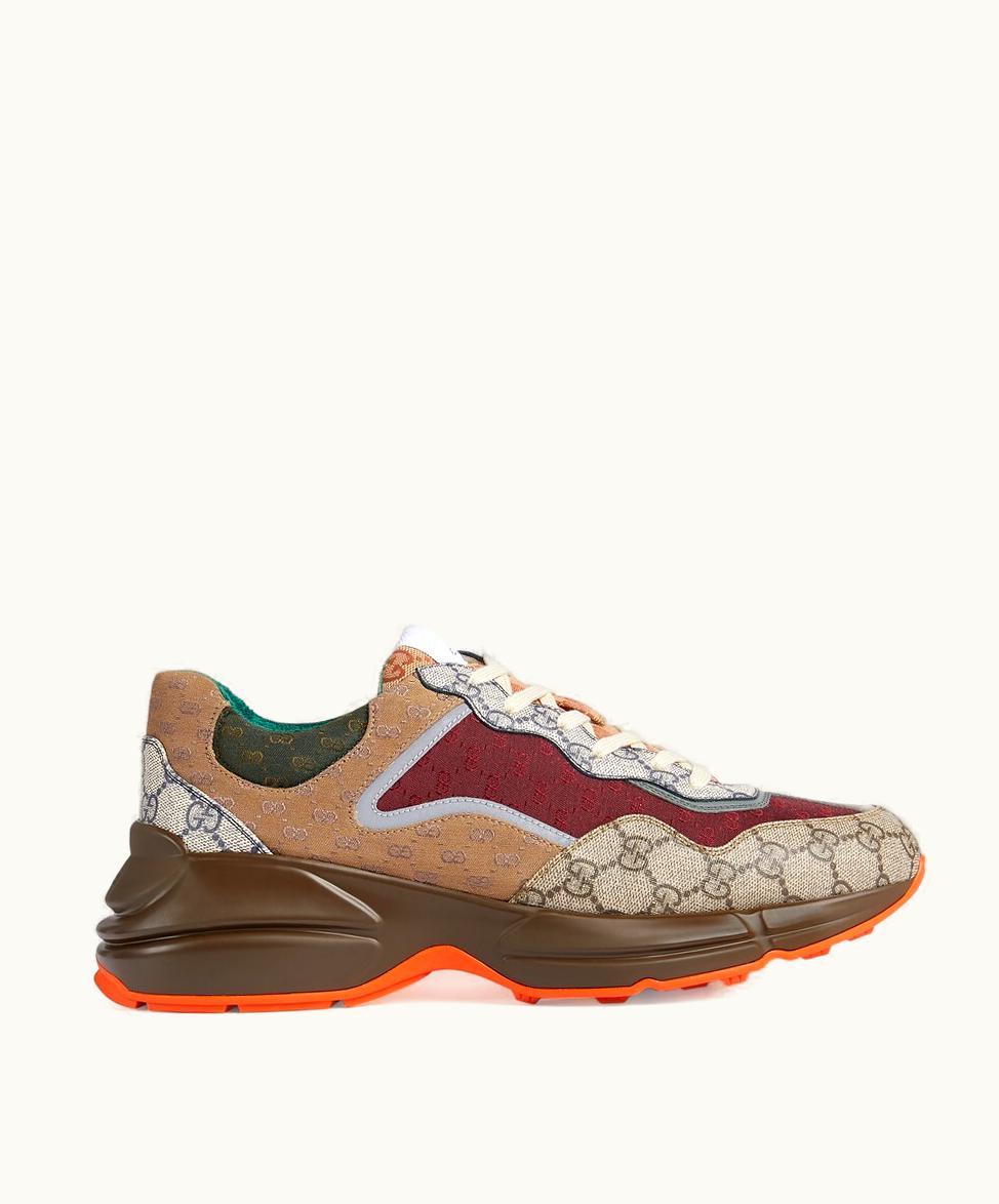 Gucci Gucci Men's GG Rhyton Trainer Brick Red Original GG Canvas