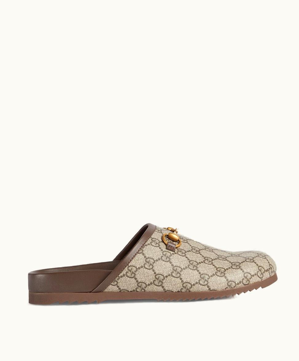 Gucci Gucci Men's GG Horsebit Slipper Beige And Ebony