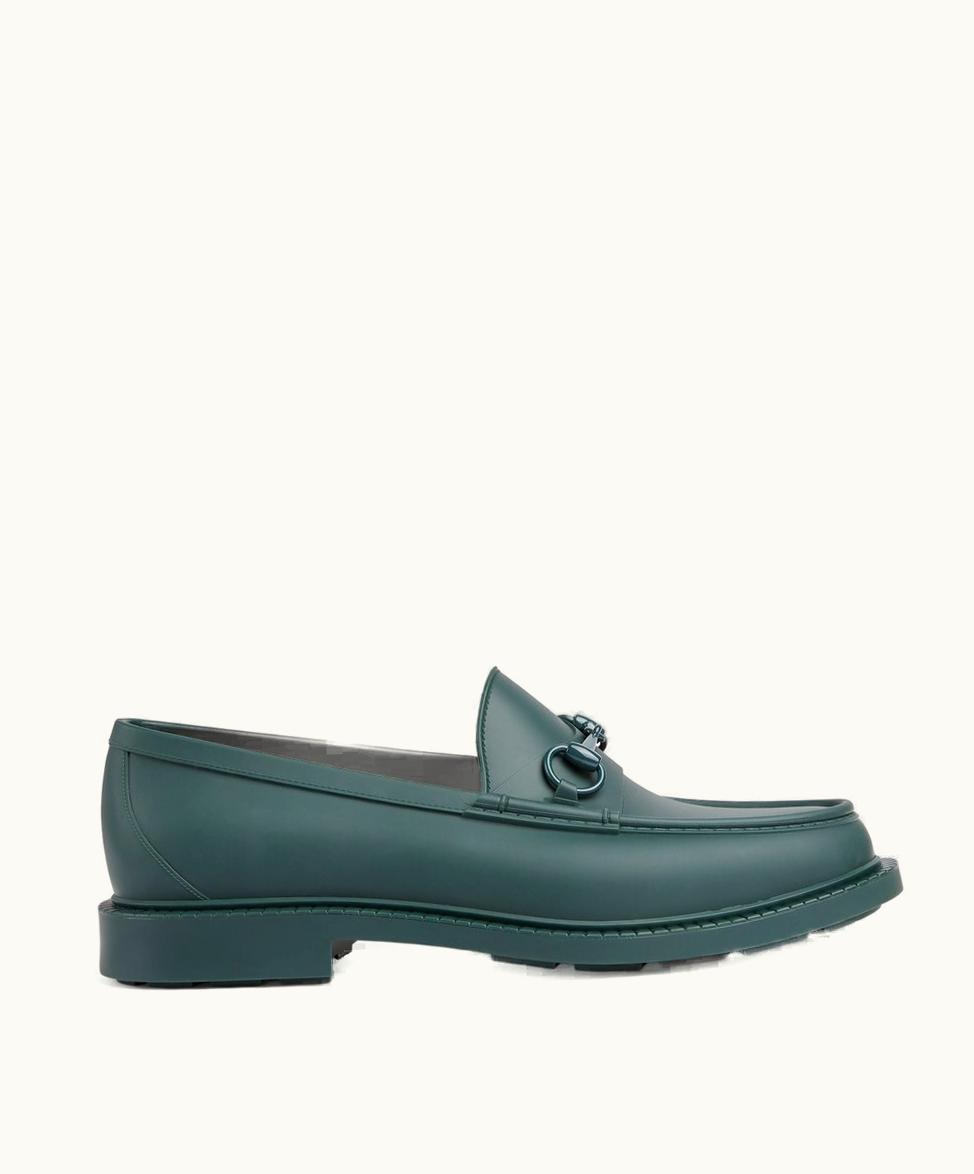 Gucci Gucci Men's Enamelled Horsebit Loafer Dark Green Rubber