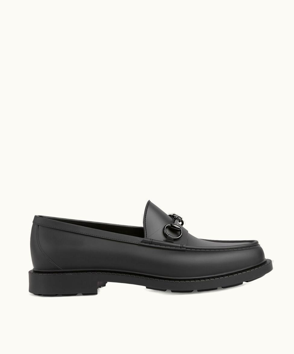 Gucci Gucci Men's Enamelled Horsebit Loafer Black Rubber