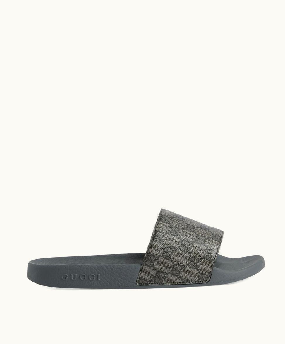 Gucci Gucci Men's GG Slide Sandal Grey And Black Supreme