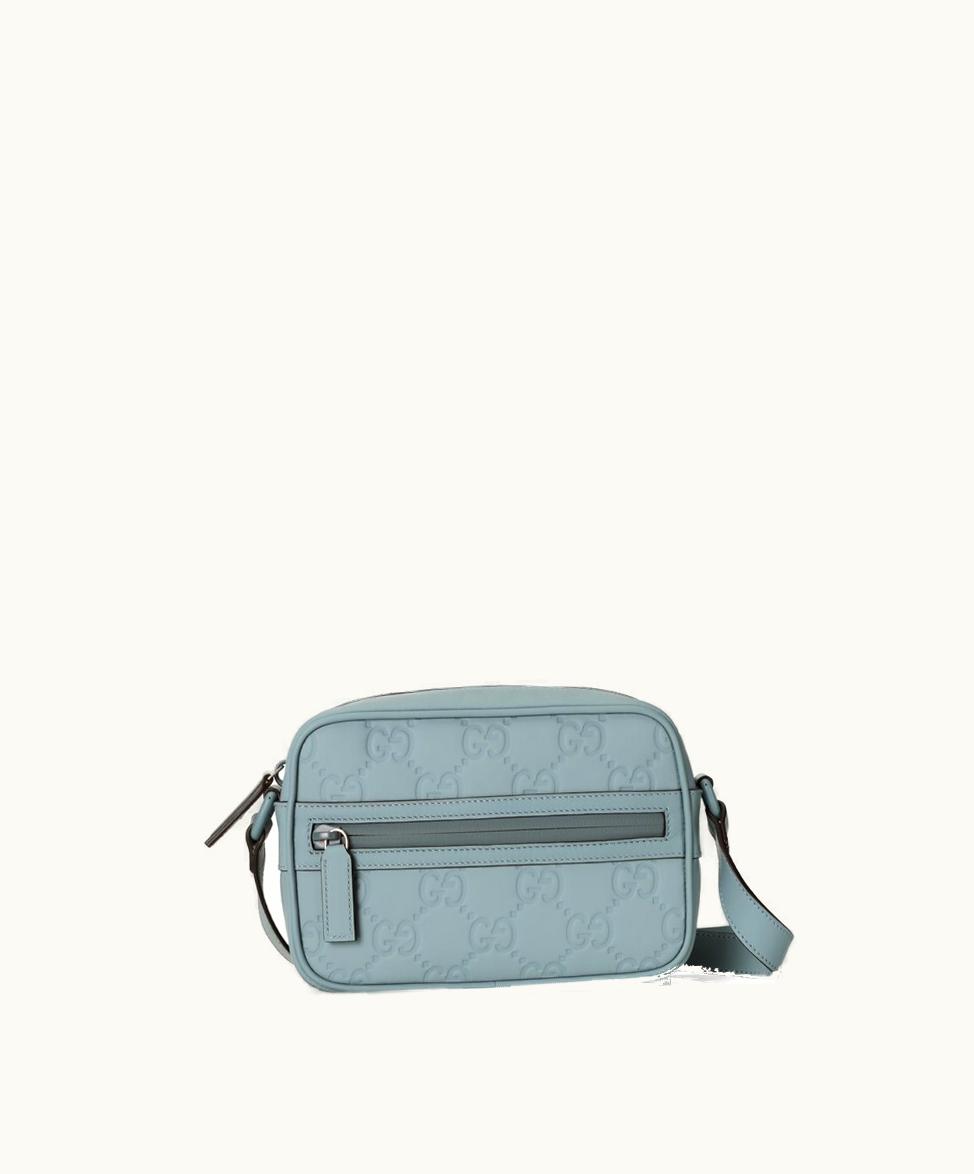 Gucci Gucci GG rubber-effect Mini Shoulder Bag Light Blue rubber-effect Leather