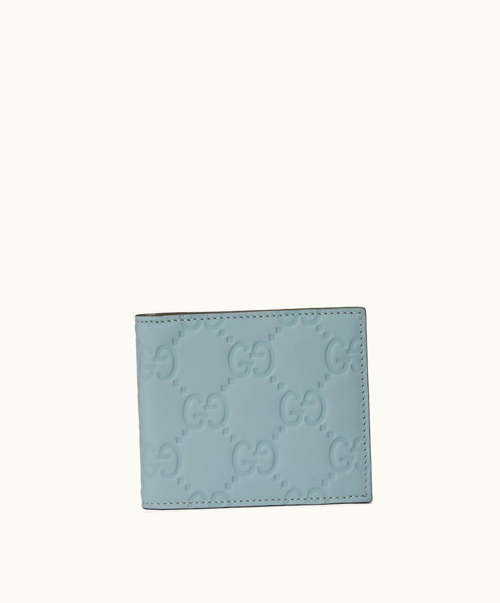 Gucci Gucci GG rubber-effect bi-fold Wallet Light Blue rubber-effect Leather
