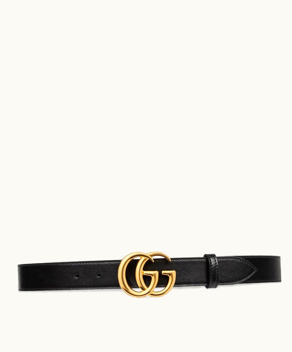 Gucci Gucci GG Marmont Men's Leather Belt Black Gold
