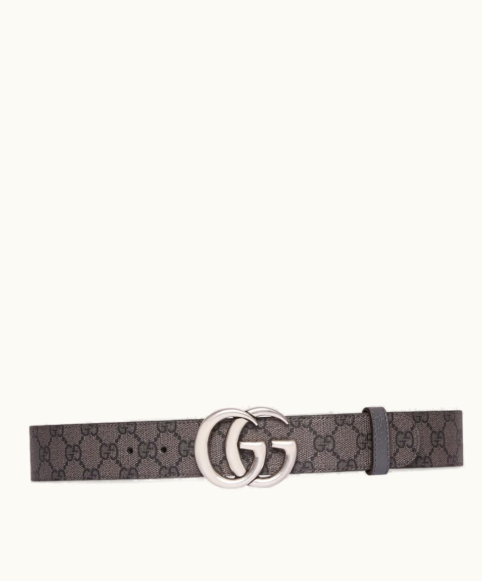 Gucci Gucci GG Marmont Reversible Belt Grey And Black Supreme