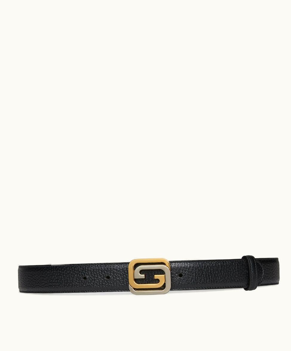 Gucci Gucci Reversible Belt With Squared Interlocking G Black And Brown Leather