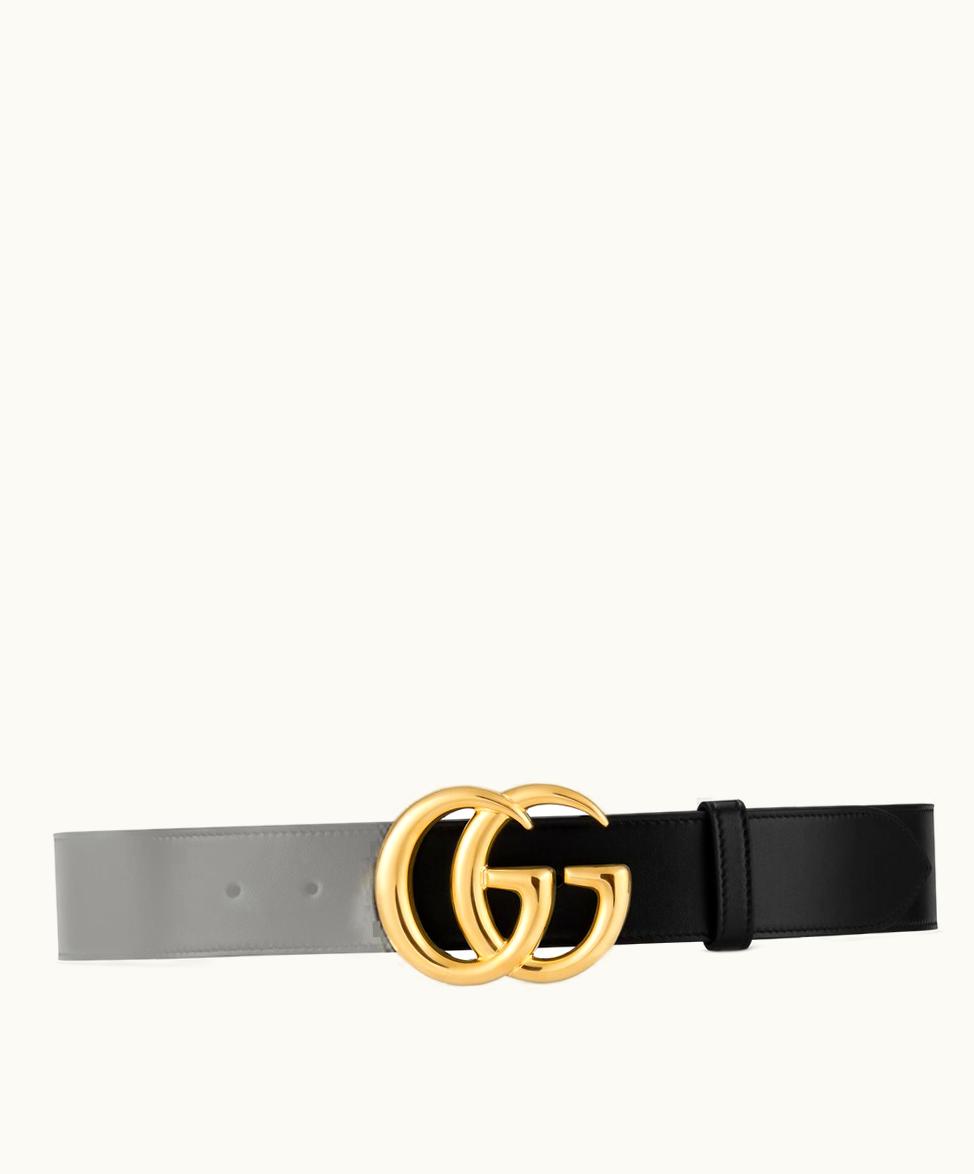 Gucci Gucci GG Marmont Leather Belt With Shiny Buckle Black Leather 4068310YA0G1000