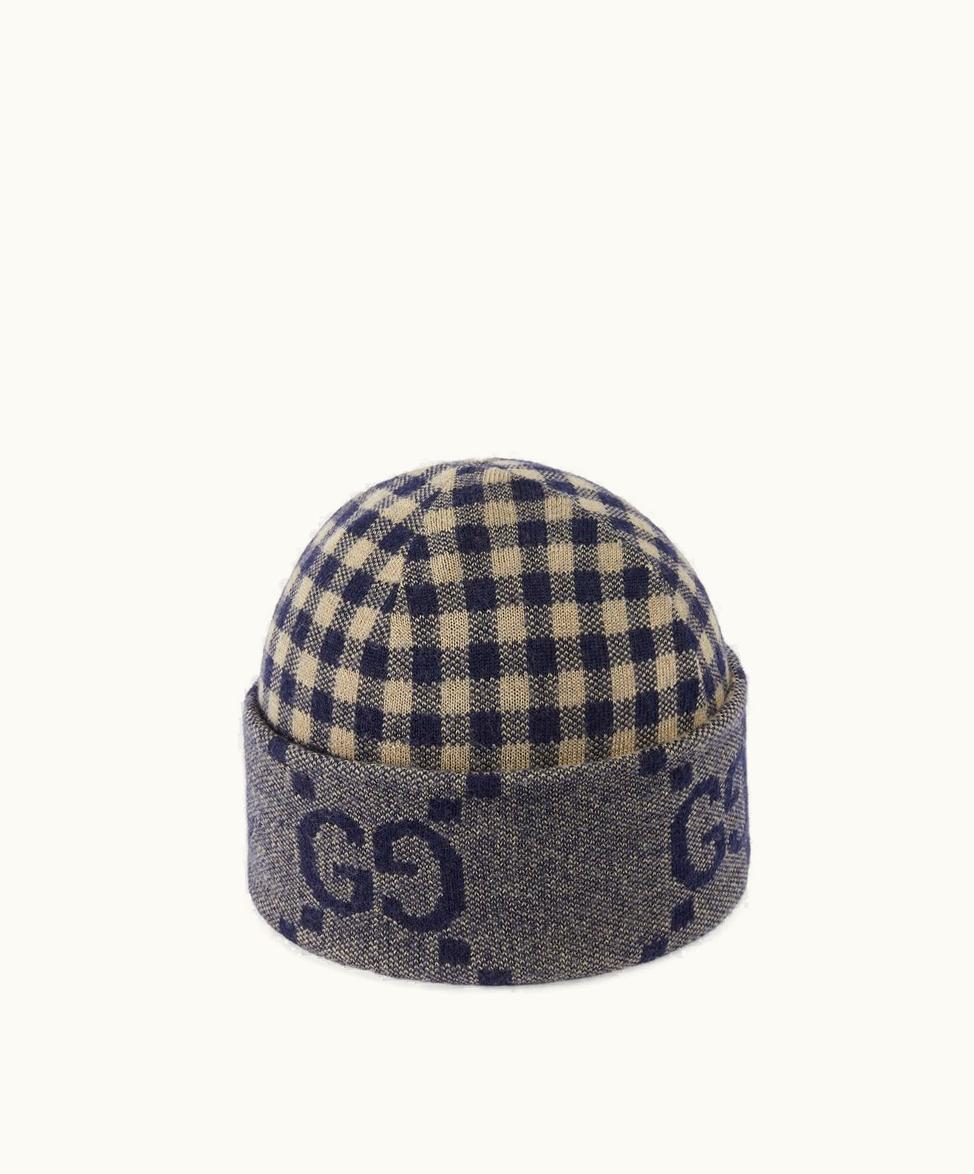 Gucci Gucci Reversible Wool Hat Navy And Ivory