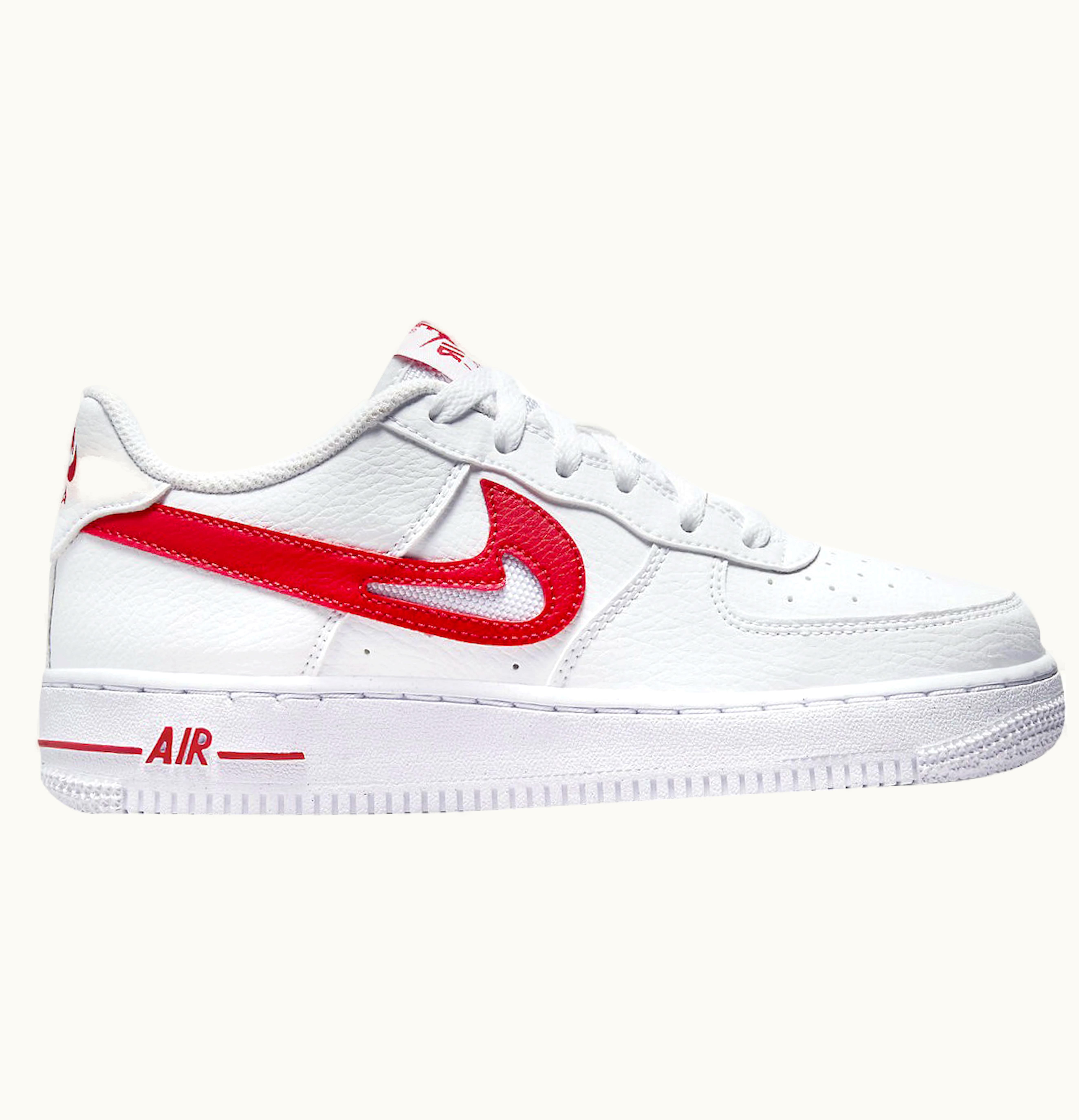 Nike Nike Air Force 1 Low White Red Cut Out Swoosh GS