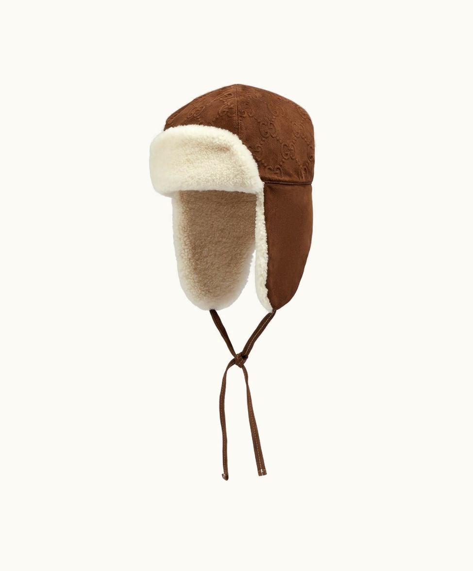 Gucci Gucci GG Suede Hat With Ear Flaps Brown