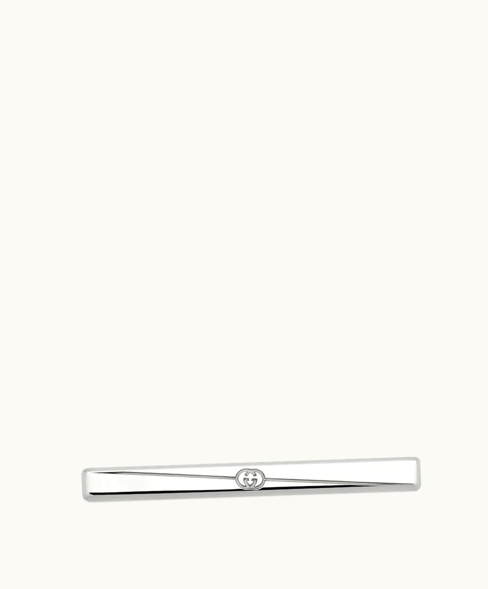 Gucci Gucci Diagonal Interlocking G Tie Bar 925 Sterling Silver