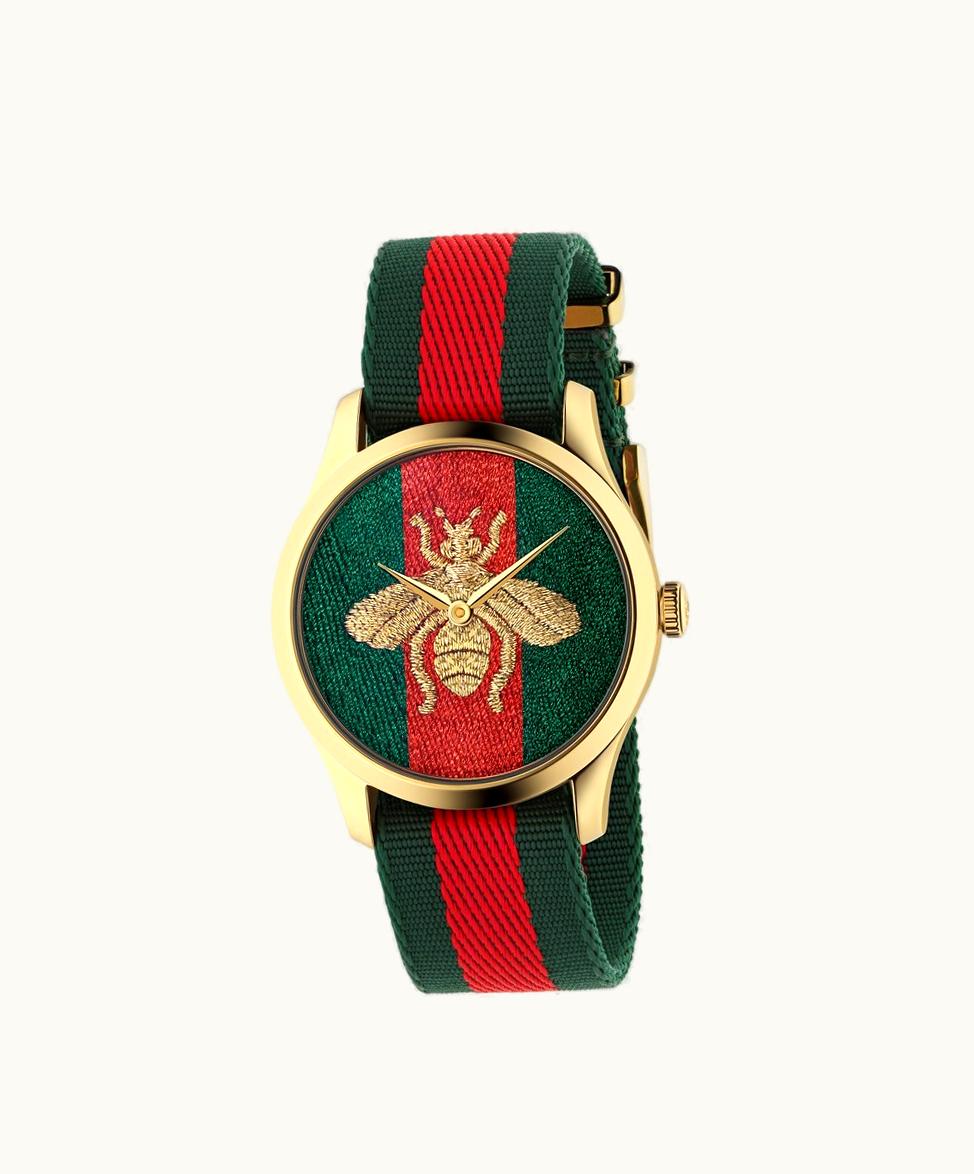 Gucci Gucci G-Timeless Watch, 38mm Green And Red Web