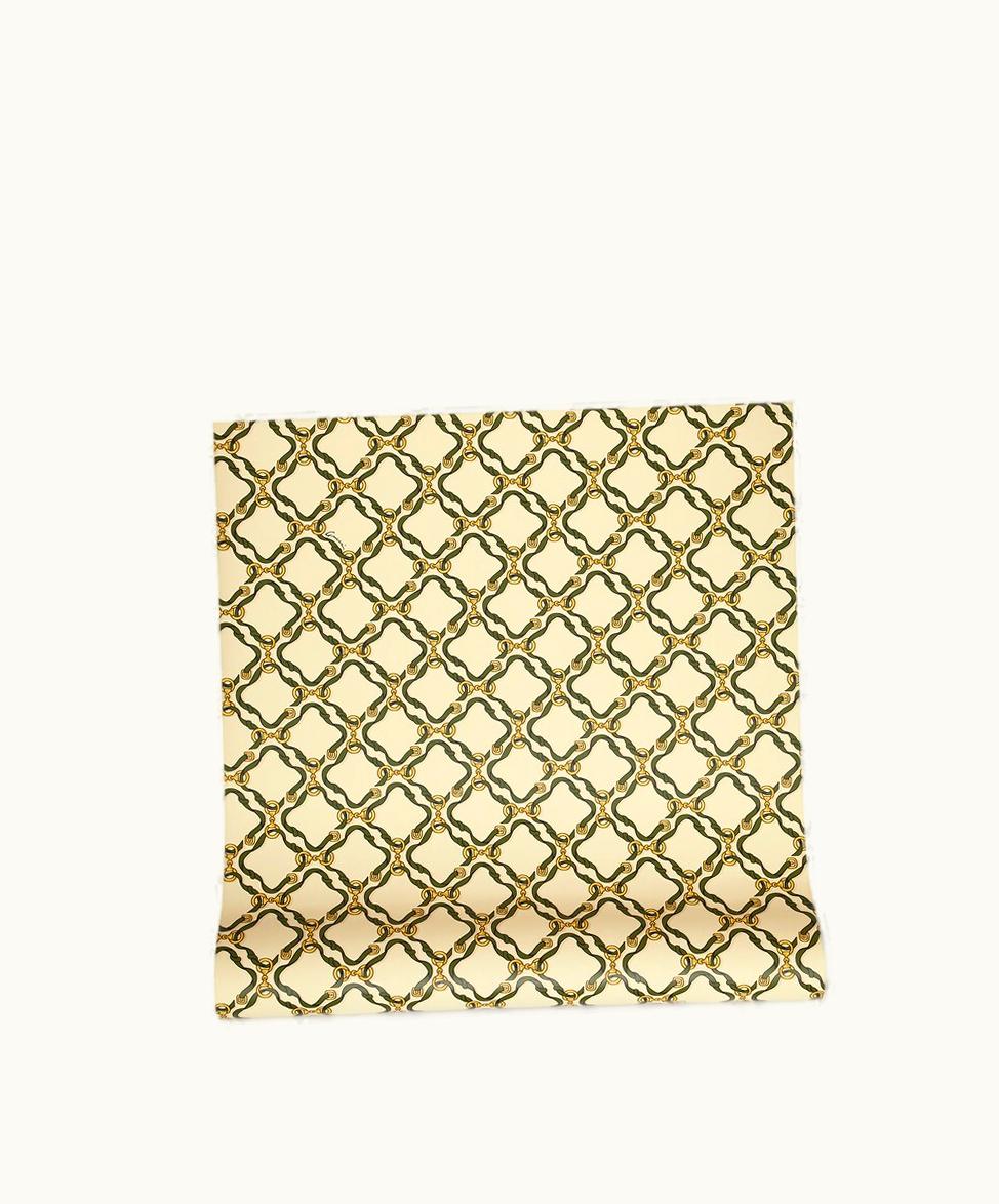 Gucci Gucci Horsebit Rhombus Ribbon Print Wallpaper Green, Yellow And Ivory
