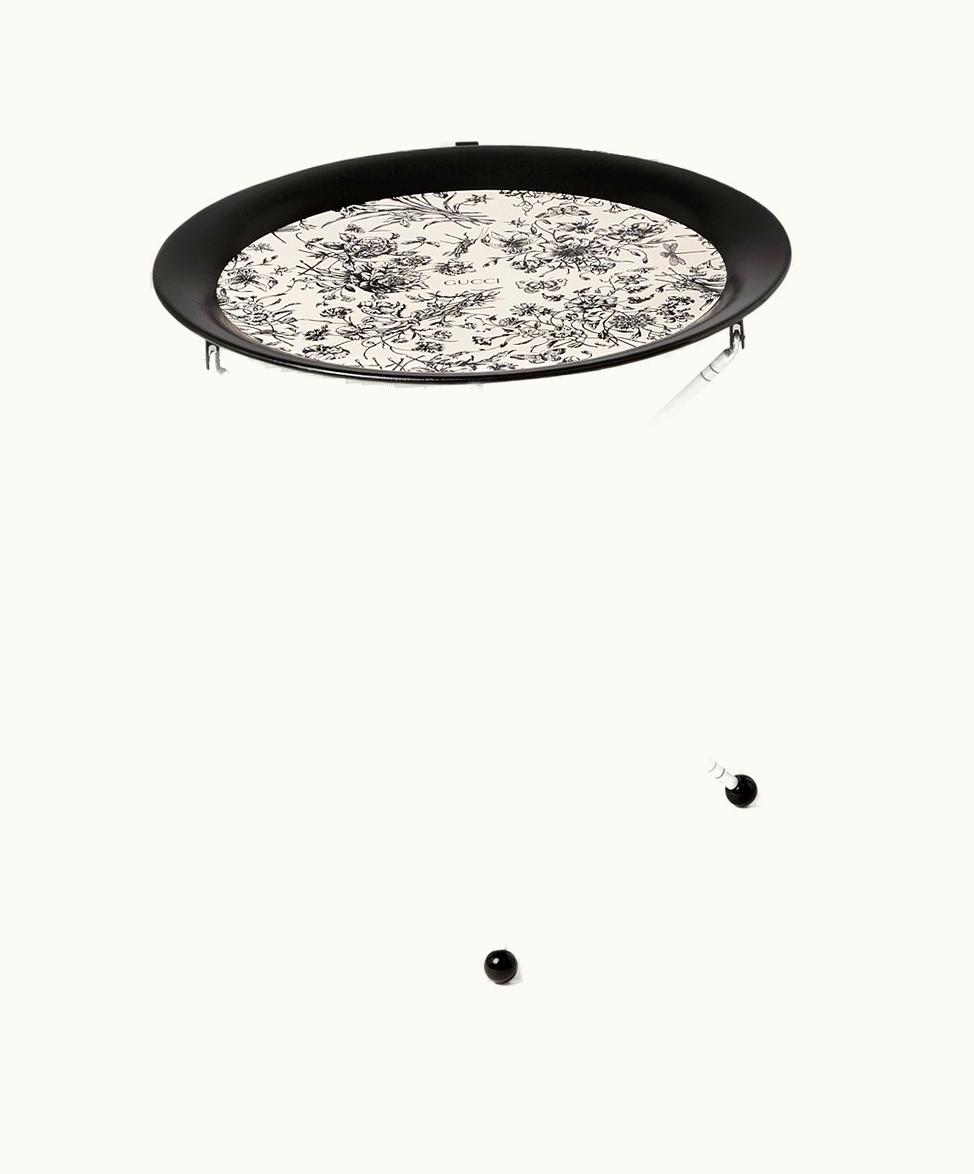 Gucci Gucci Flora Sketch Print Folding Table Ivory And Black Metal