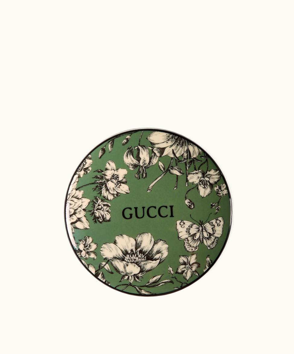 Gucci Gucci Flora Sketch Print Trinket Box Green And Ivory Porcelain