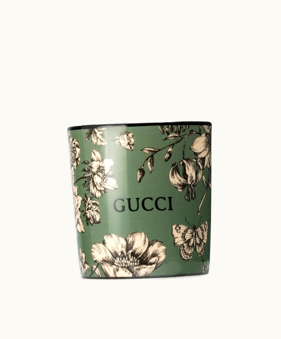 Gucci Gucci Flora Sketch Print Candle, Freesia Scent Green And Ivory Porcelain