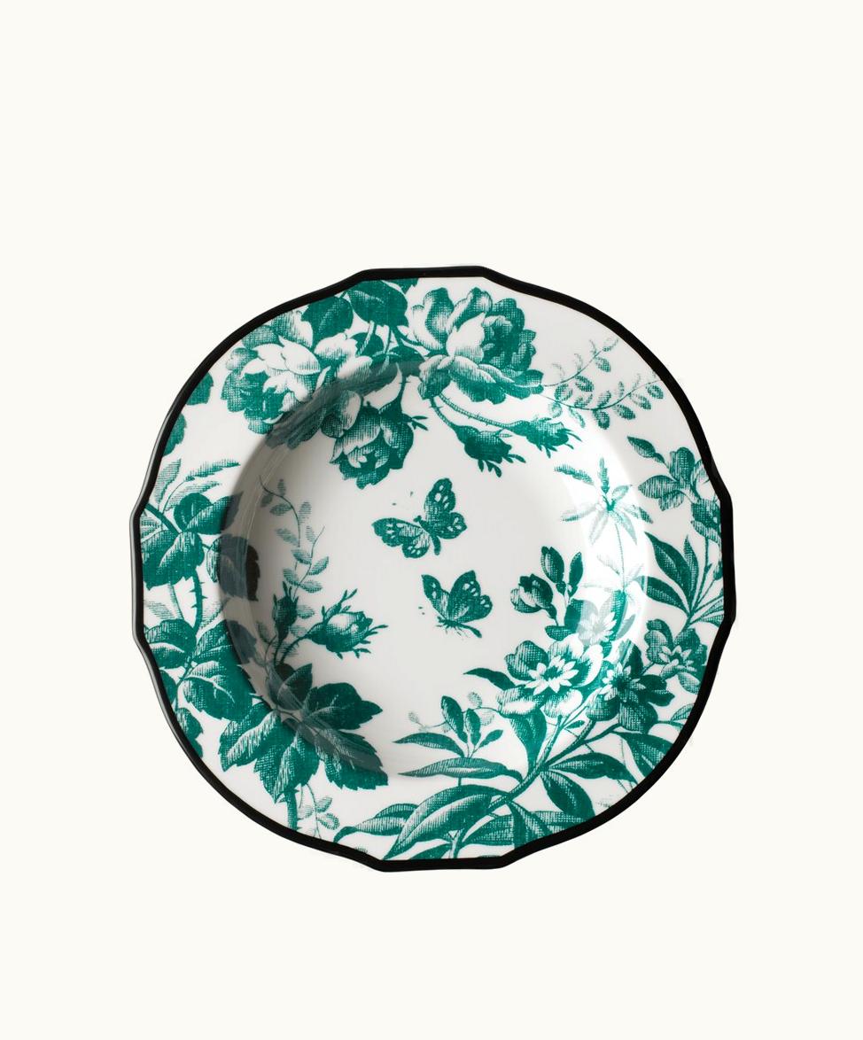 Gucci Gucci Herbarium Rim Soup Bowl, Set Of Two Green Herbarium