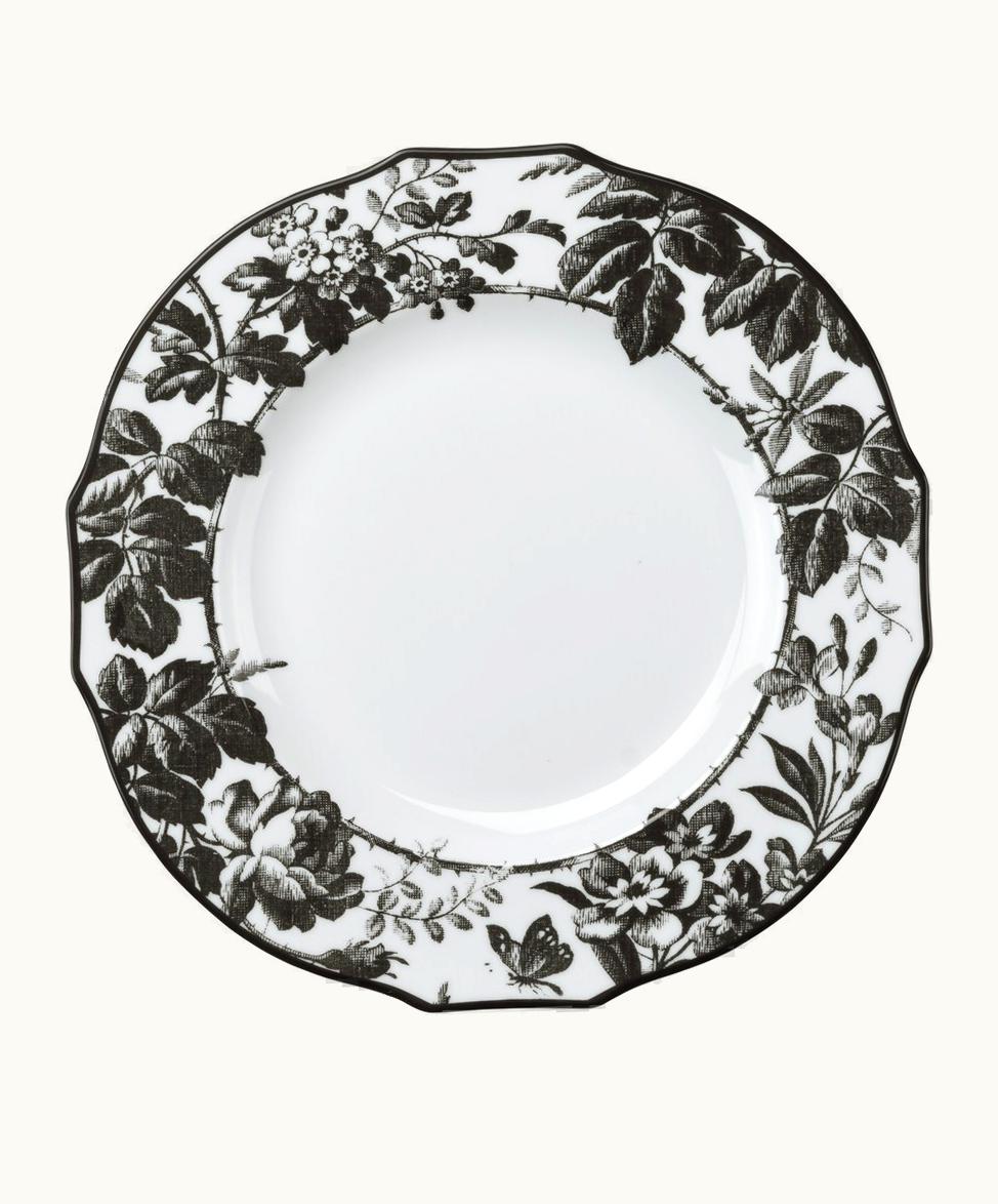 Gucci Gucci Herbarium Dinner Plate, Set Of Two Black And White Porcelain