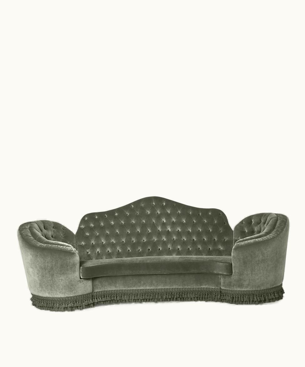 Gucci Gucci Capitonné Camelback Velvet Sofa Sage Green Velvet