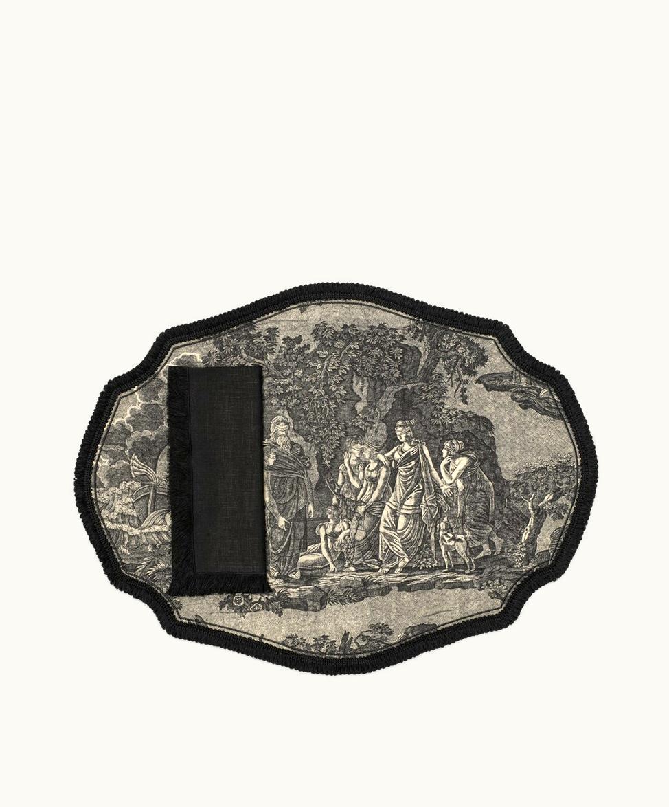 Gucci Gucci Toile De Jouy Place Mat And Napkin Black