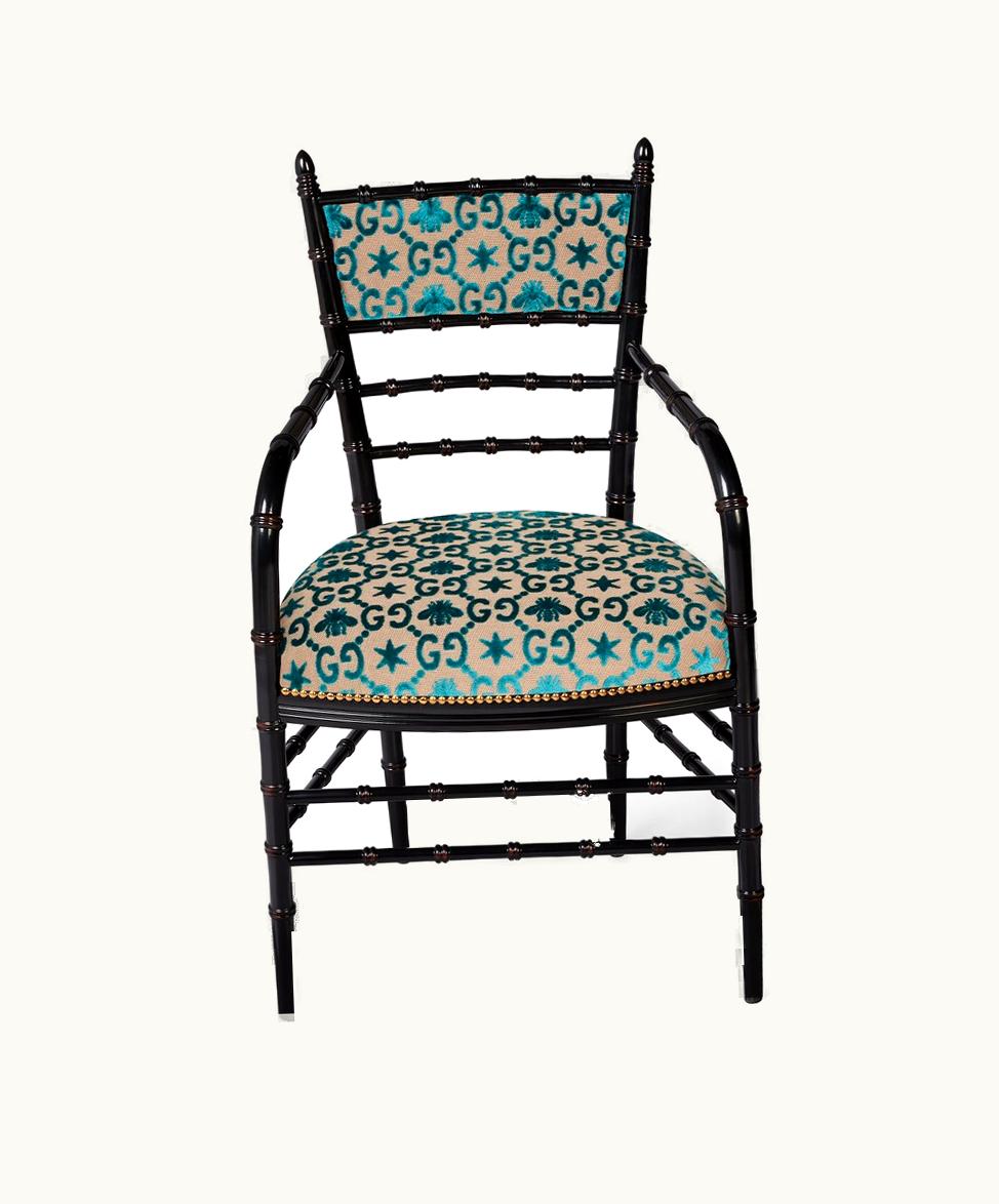 Gucci Gucci Chiavari GG Stars Chair With Arm Rest Peacock Velvet Jacquard