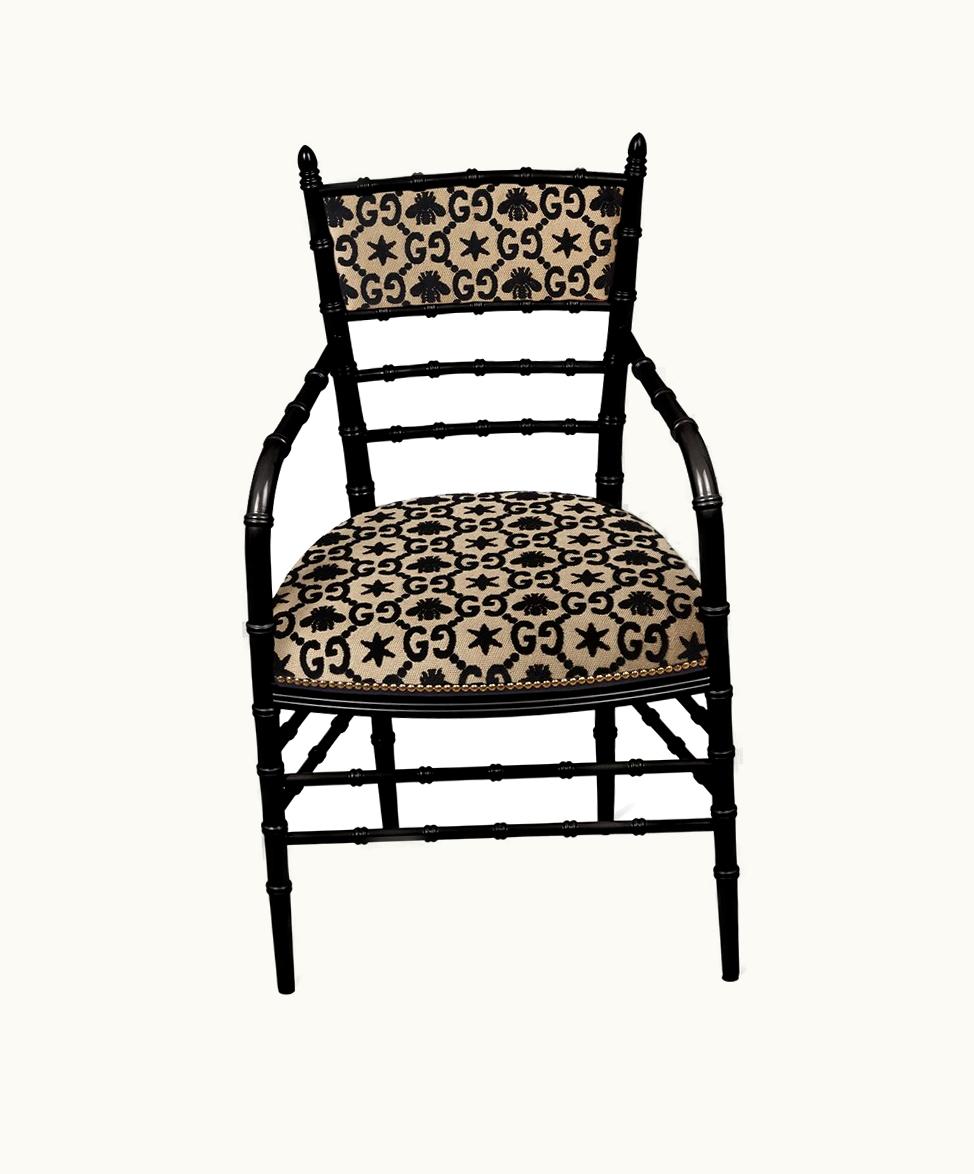 Gucci Gucci Chiavari GG Bees Armchair Velvet Black and Beige