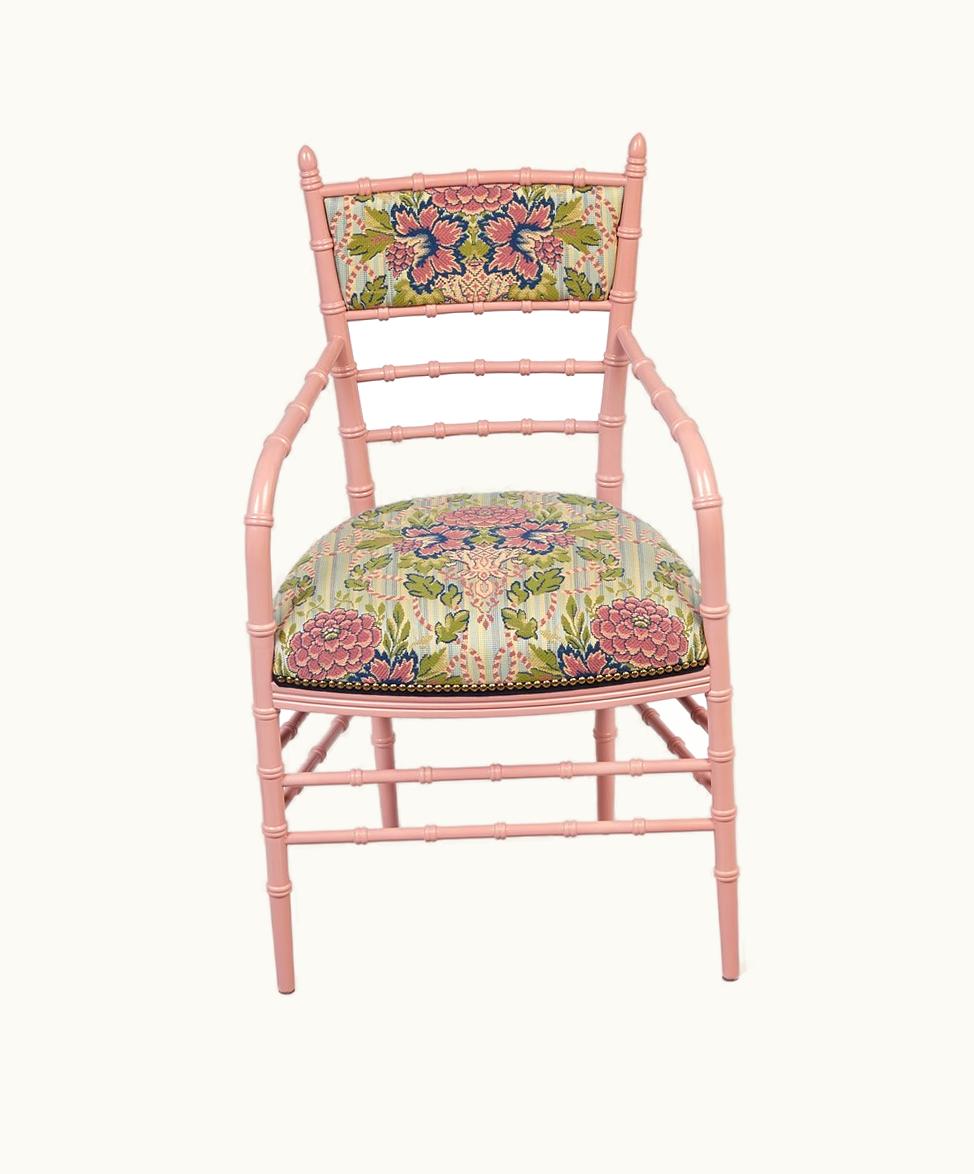 Gucci Gucci Chiavari Floral Jacquard Chair With Arm Rests Green And Multicolour Cotton