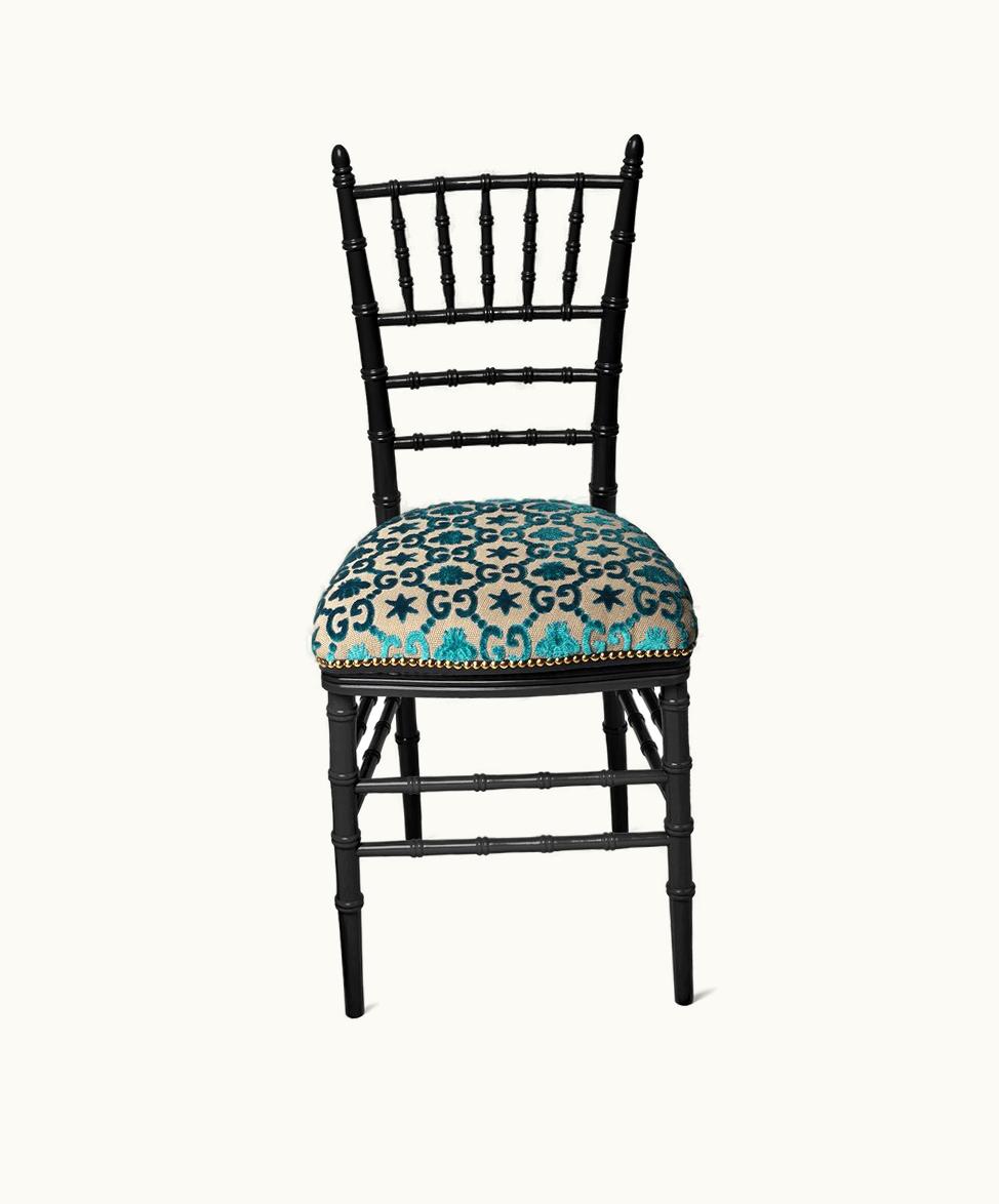 Gucci Gucci Chiavari Chair With GG Jacquard Black Bees And Stars