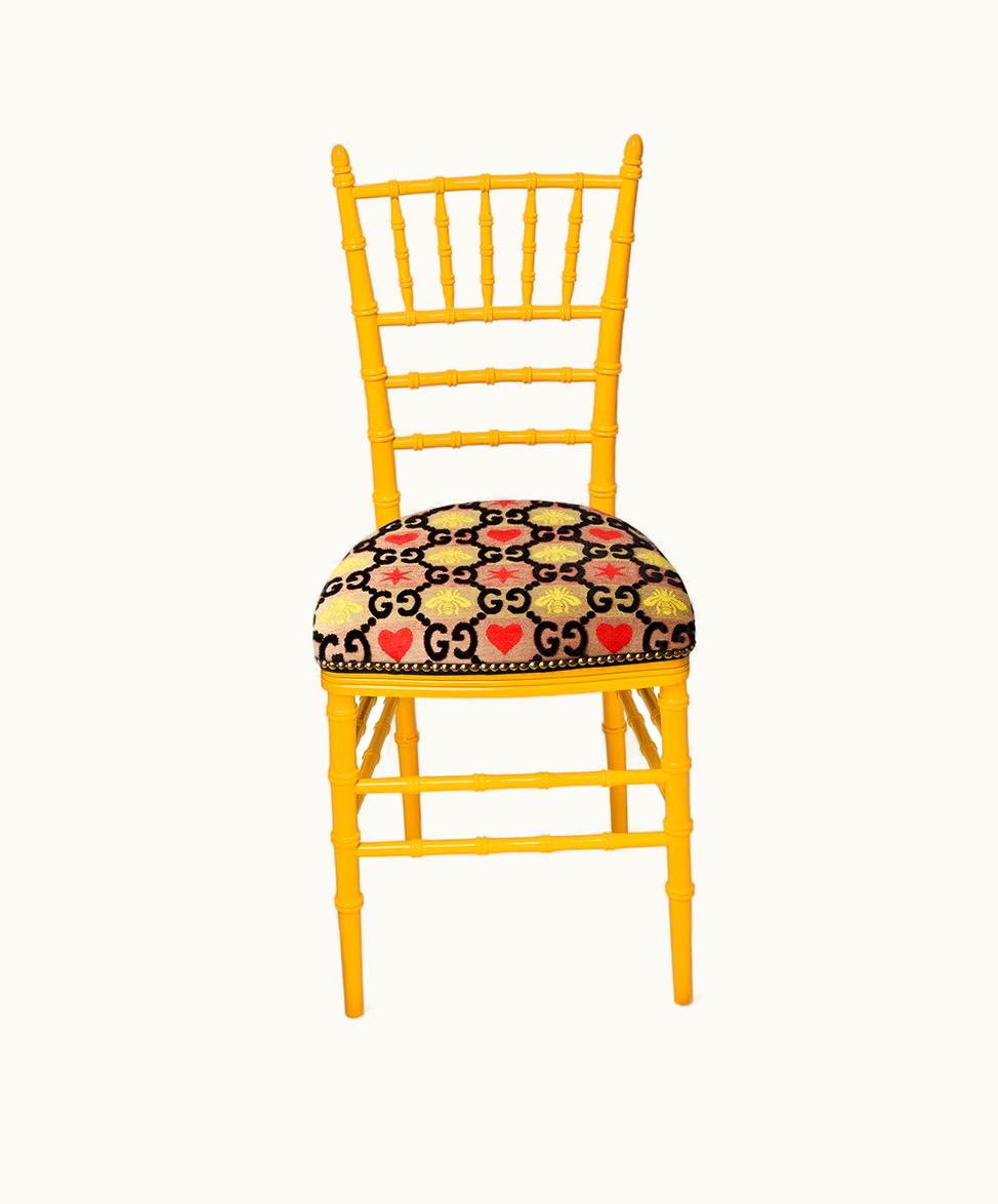 Gucci Gucci Chiavari Chair With GG Jacquard Black And Yellow GG Jacquard 482816ZAKX37256