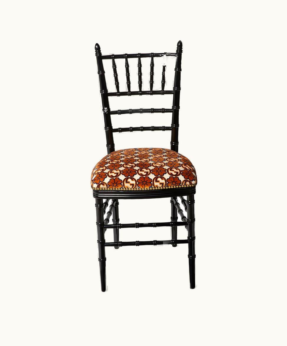 Gucci Gucci Chiavari Chair With GG Floral Jacquard Brown Floral Wool