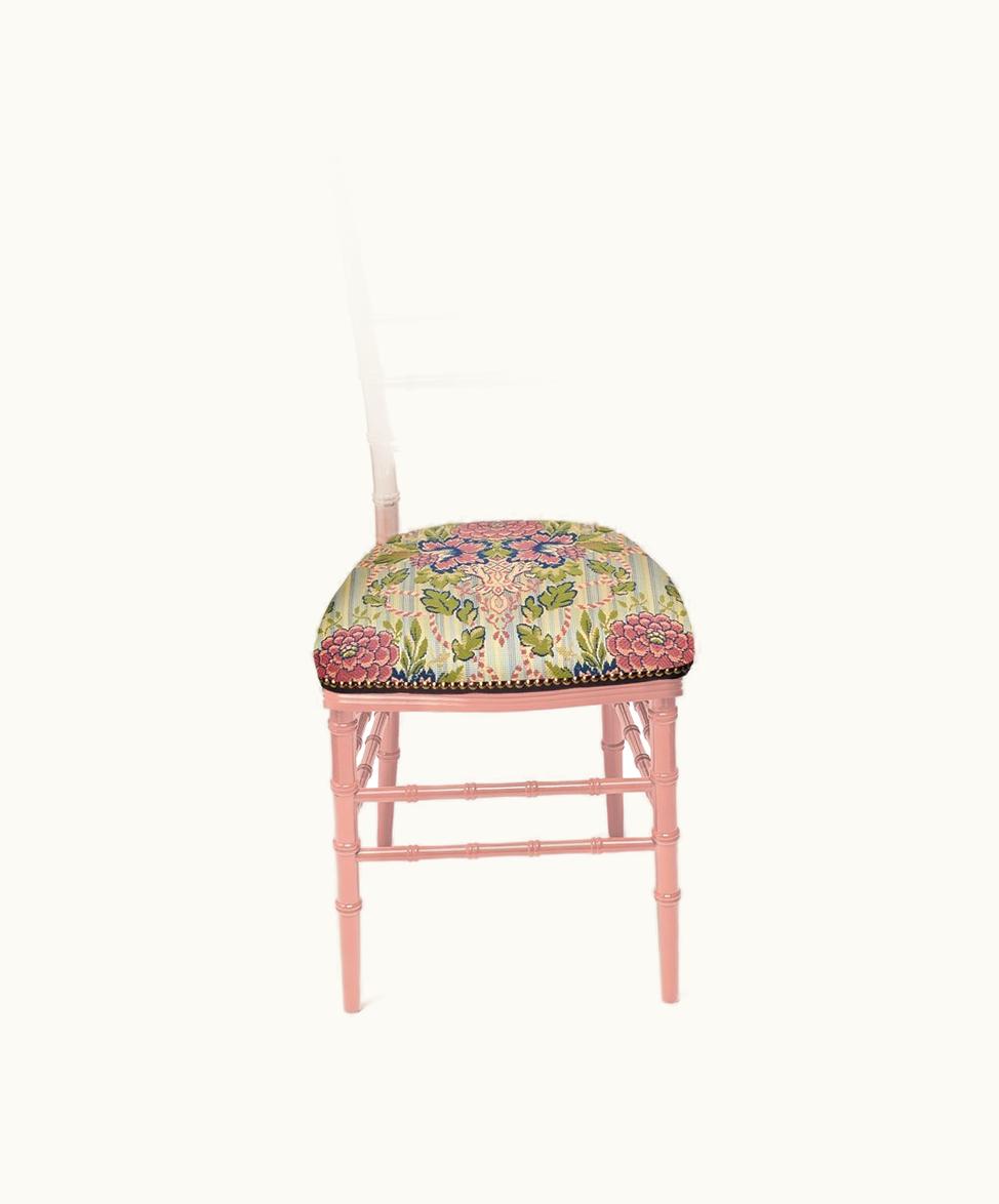 Gucci Gucci Chiavari Chair With Floral Jacquard Green And Multicolour Cotton