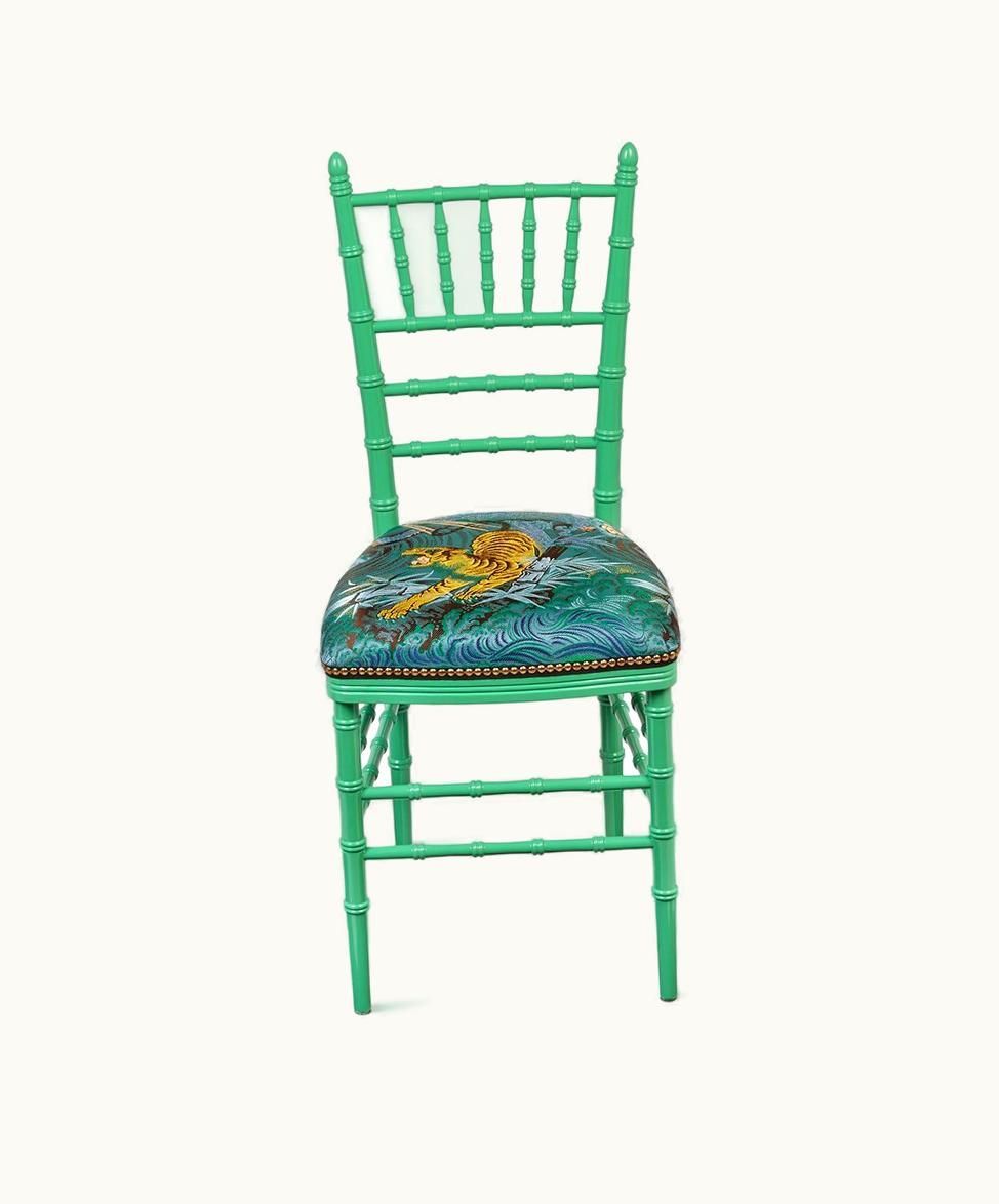 Gucci Gucci Chiavari Chair With Tiger Jacquard Blue Silk Jacquard