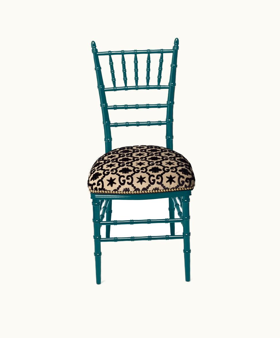 Gucci Gucci Chiavari Chair With GG Bees Jacquard Black And Beige GG Jacquard