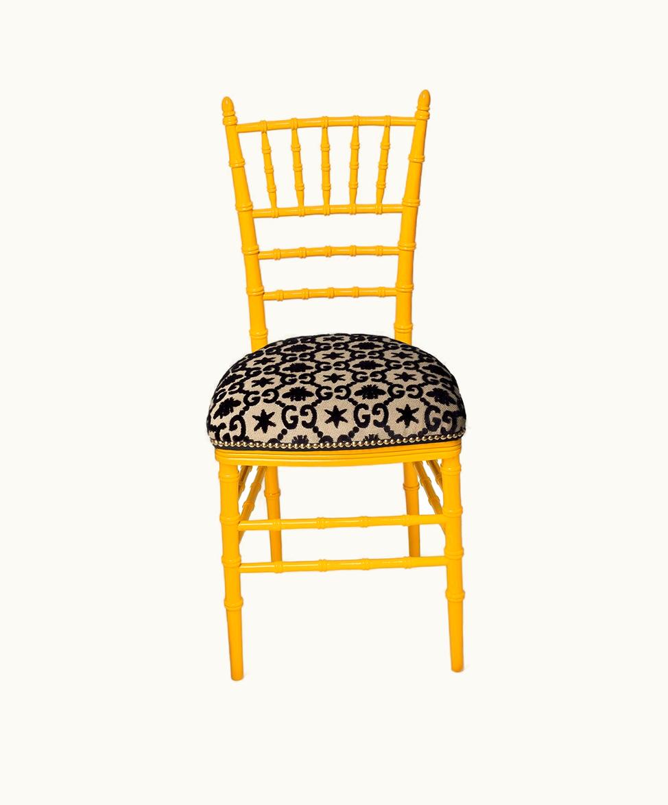 Gucci Gucci Chiavari Chair With GG Jacquard Black And Beige GG Jacquard 482816ZAW497003
