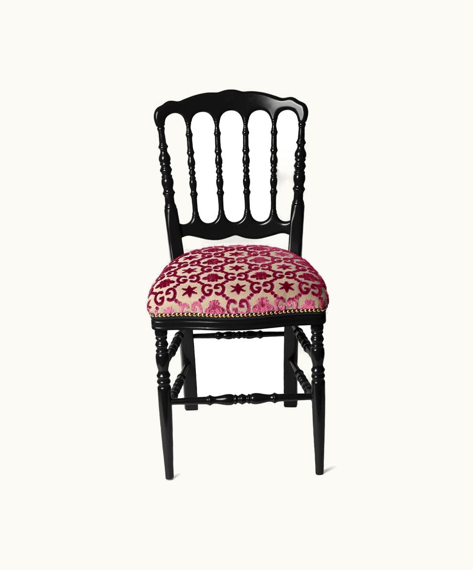 Gucci Gucci Bee Star Wood Chair Pink Beige Jacquard