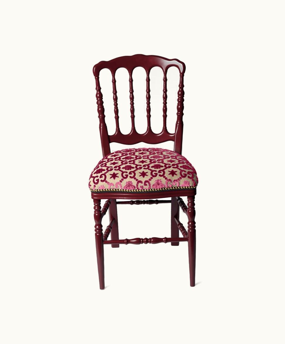 Gucci Gucci Bee Star Wood Chair With GG Jacquard Burgundy