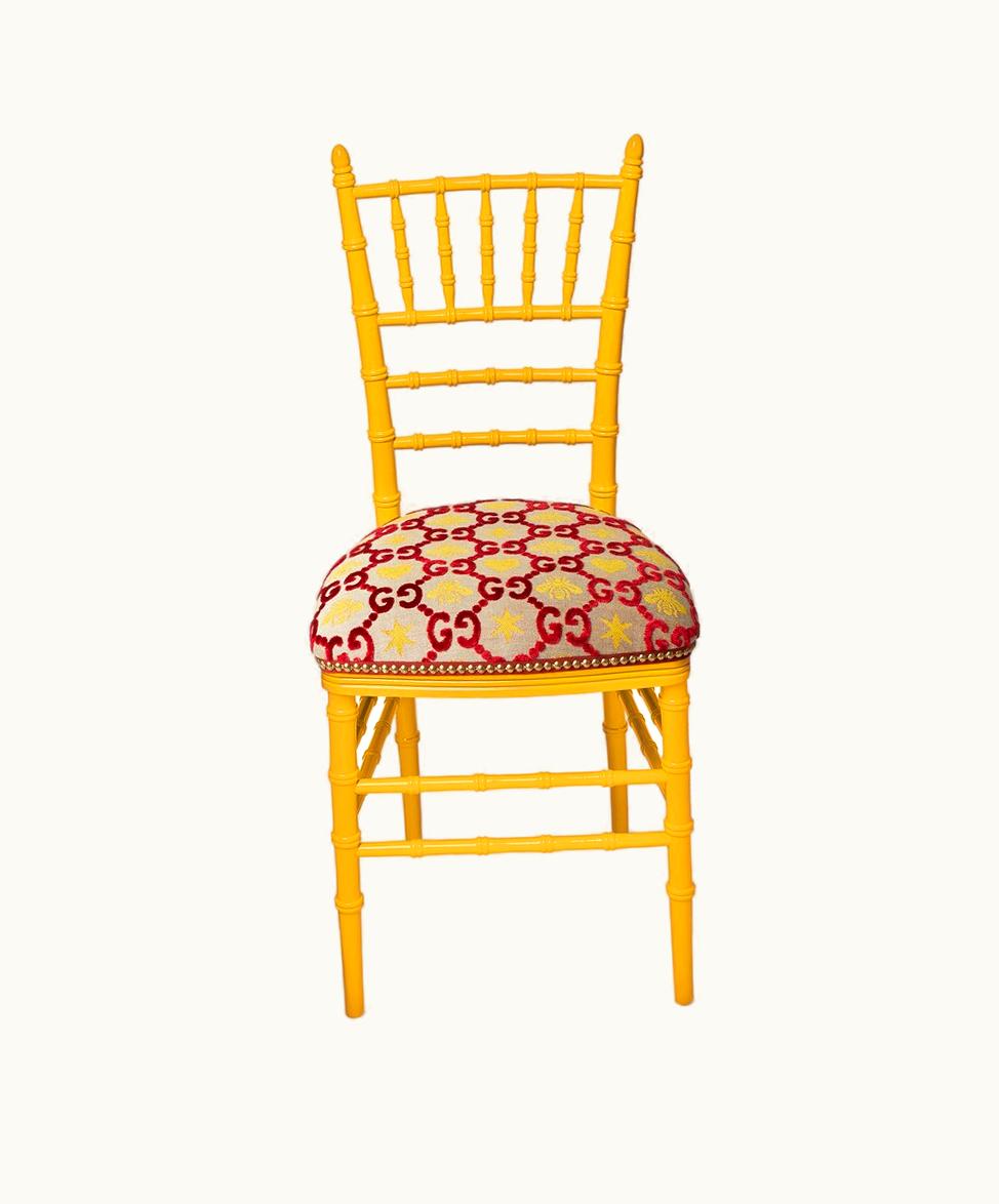 Gucci Gucci Chiavari Chair With GG Jacquard Bordeaux And Yellow GG Jacquard
