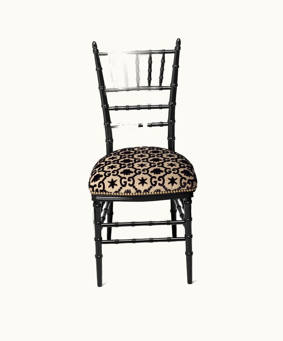 Gucci Gucci Chiavari Chair With GG Jacquard Black And Beige GG Jacquard 482816ZAW491702