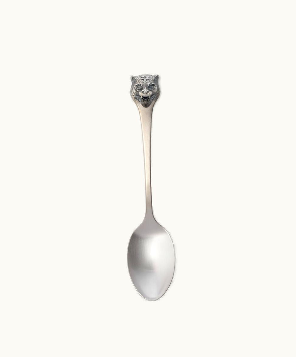 Gucci Gucci Dessert Spoon With Tiger Head, Set Of 2 Silver Alpaca Metal
