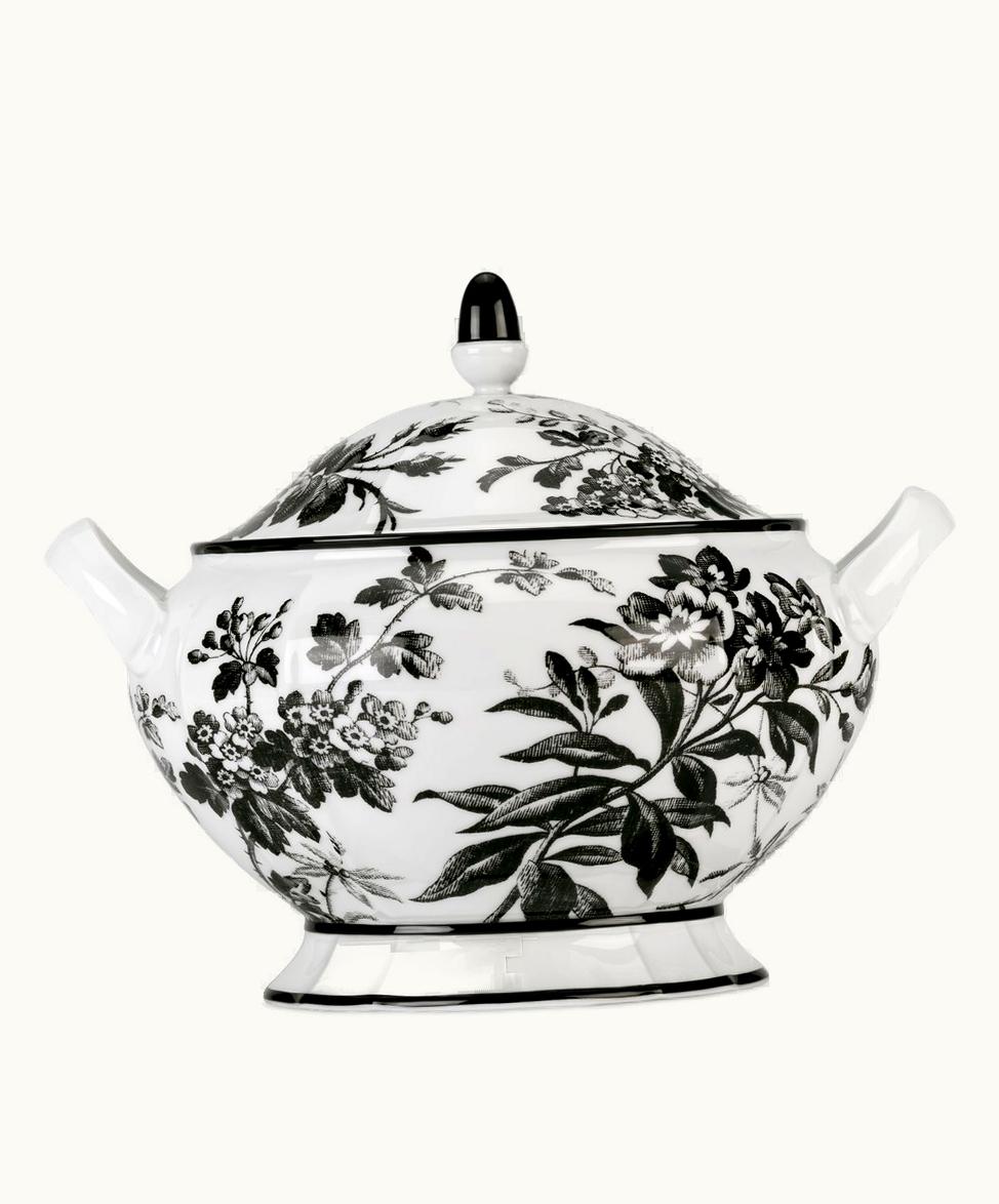 Gucci Gucci Herbarium Soup Tureen Black And White Porcelain