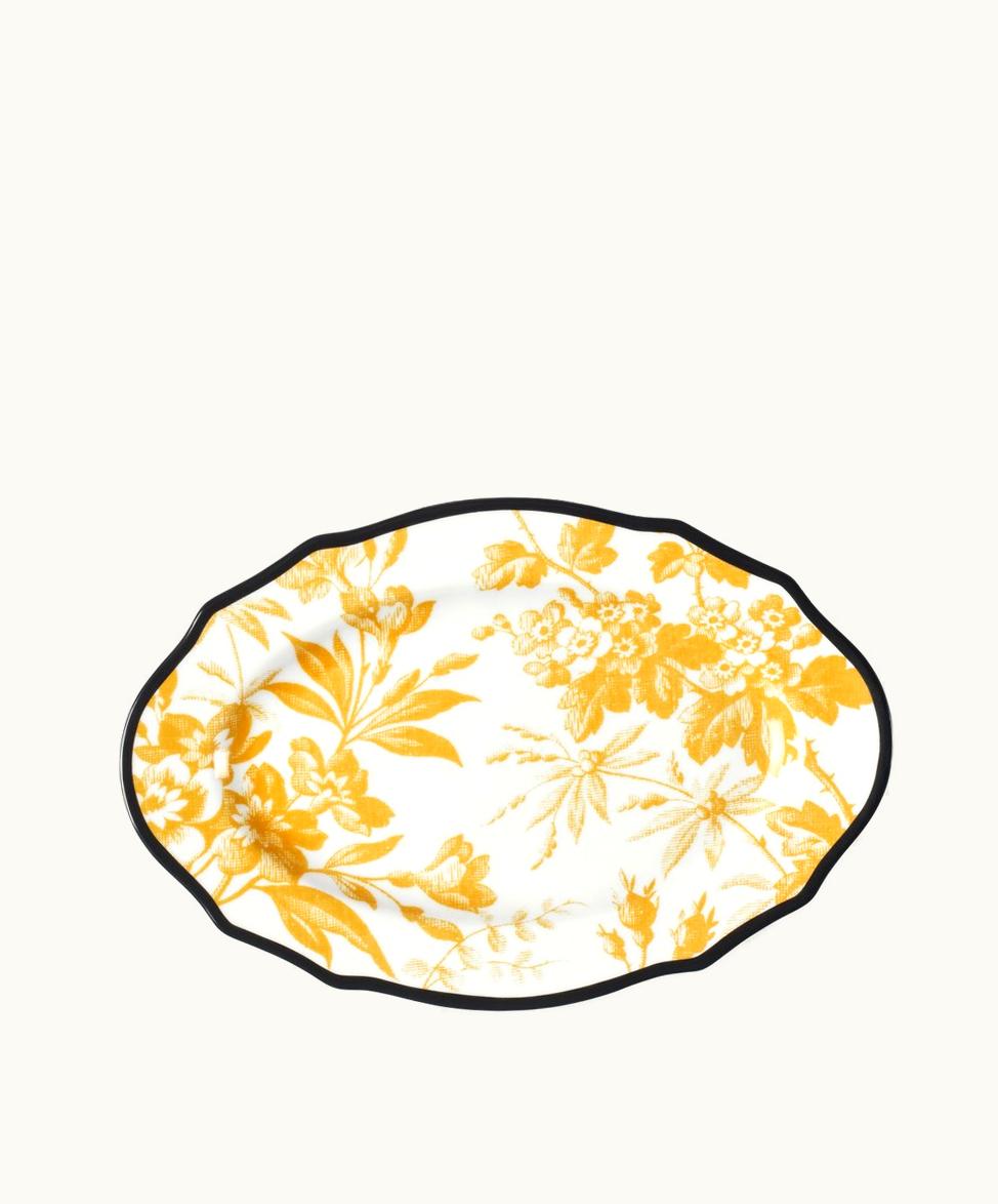 Gucci Gucci Herbarium Hors d'oeuvre Plate Yellow Porcelain