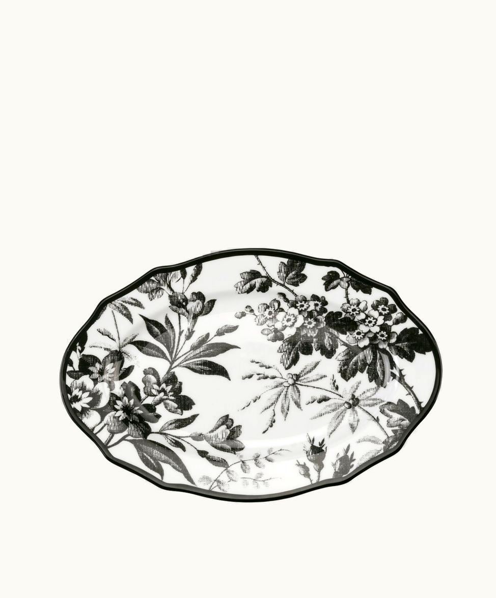 Gucci Gucci Herbarium Hors d'oeuvre Plate Black And White Porcelain